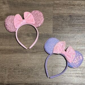Sparkly Pink and Purple Mouse Ear Headbands